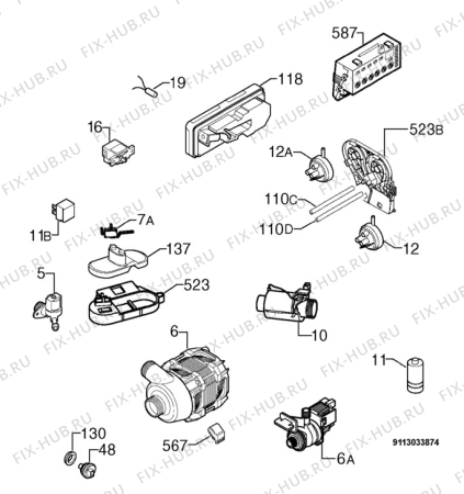 Взрыв-схема посудомоечной машины Zanussi Electrolux ZDF411 - Схема узла Electrical equipment 268